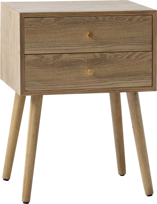 Nordlys Furniture sengebord Tonder natbord, FSC-træ natur, 2 skuffer, H62ÃB46ÃD38 cm